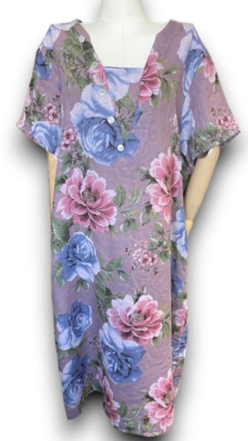 Plum Bright Bloom V-neck Maxi with Buttons